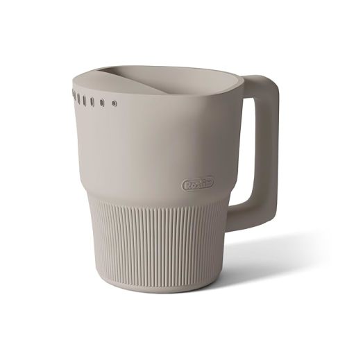 Roslim Silicone Baby Bath Rinse Cup, Shampoo & Body Rinser with Easy-Grip Handle for Rinsing Hair and Body Washing, Lightweight, Non-Toxic for Babies, Toddlers, Kids (Taupe)