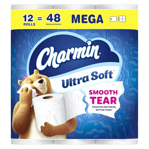Charmin Ultra Soft Toilet Paper, 12 Mega Rolls = 24 Regular Rolls, 2-ply Bath Tissue