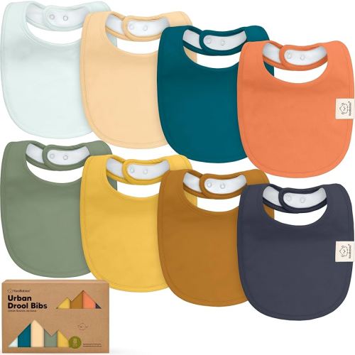 8-Pack Organic Baby Bibs for Boys, Girls - Soft Cotton Drooling and Teething Bibs for Baby Girl & Boy, Extra Absorbent, Easy To Clean & Put On for Toddler, Newborn, Infant 0-24 Months (Eclipse)