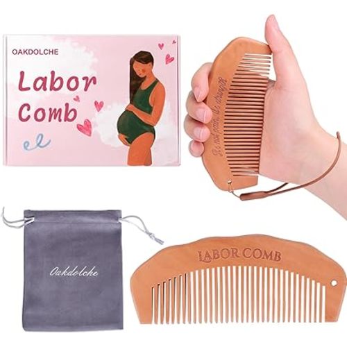 Birth Comb & Massage Roller Ball Kit for Women Labor and Delivery Essentials, Wooden Labor Comb Pregnancy Must Haves, Designed for Expectant Moms