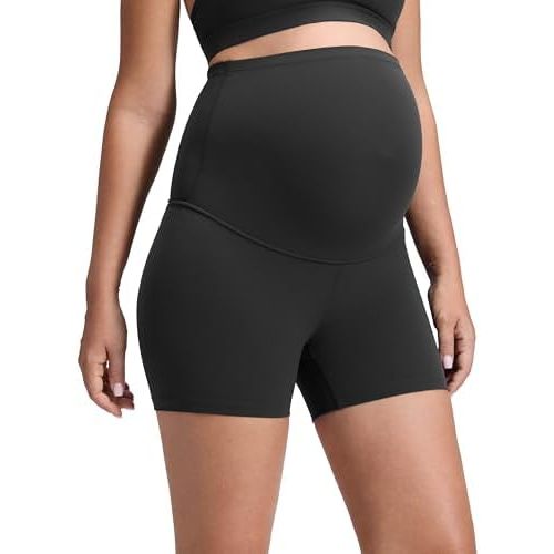 CRZ YOGA Butterluxe Maternity Biker Shorts 4" - Over The Belly Pregnancy Yoga Workout Womens Activewear Buttery Soft