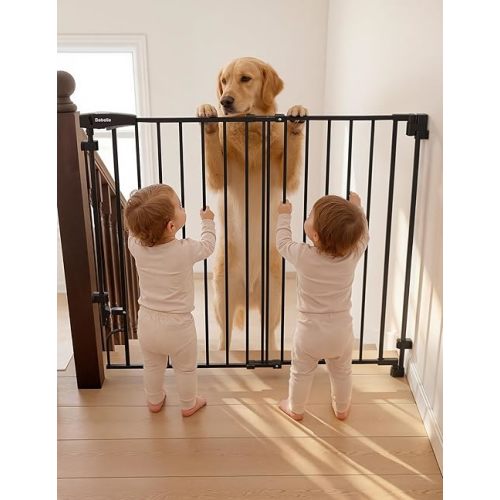 Babelio Removable Baby Gate for Stairs No Bottom Bar, 29-43", 30" H, Black