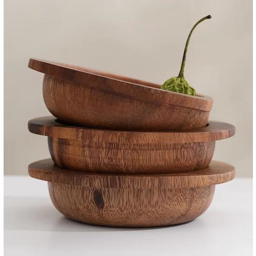 Acacia Wood Small Bowl | Retro Solid Wood Snack Decor (Food-Safe)