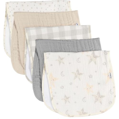 Gerber Baby Boys & Girls Muslin Burp Cloths, Multi Stars, Large Size 20" x 10"