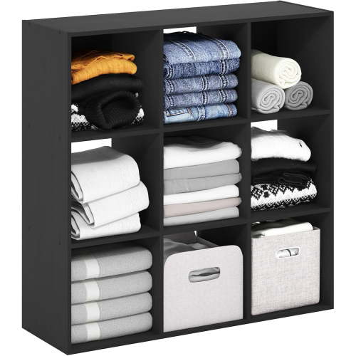 Yuanmin Closet Organizers and Storage, 9-Cube Closet Organizer, Open Shelf Closet Storage, for Wardrobe, Bedroom, Living Room, Americano