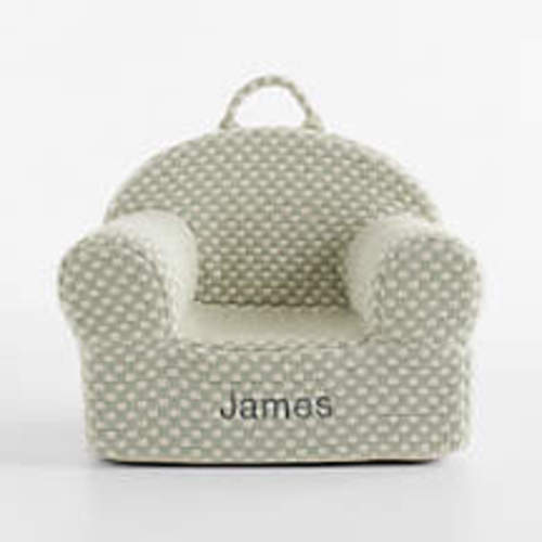 Large Sky Blue Checkered Matelass Kids Lounge Nod Chair