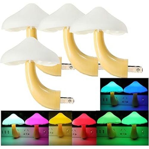 AUSAYE 4 Pack Mushroom Night Light Plug in Sensor Light, Color Changing Lamp LED Nightlights for Kids, Adults, Bedroom, Bathroom,Hallway, Stairs, Kitchen