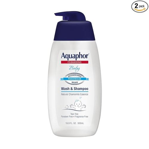 Aquaphor Baby Cleansing Wash And Shampoo 16 Ounce Pump (500ml) (2 Pack)