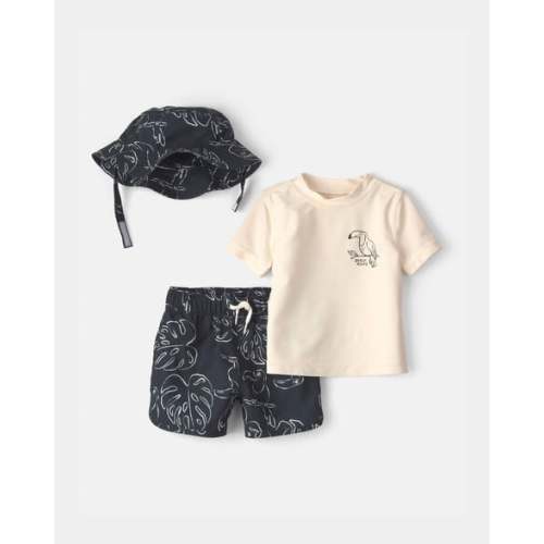 Baby Boy 3-Piece Toucan Rashguard Swimsuit Set - Black/Ivory | Carter's