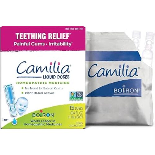 Boiron Camilia Teething Drops for Daytime and Nighttime Relief of Painful or Swollen Gums and Irritability in Babies - 15 Count