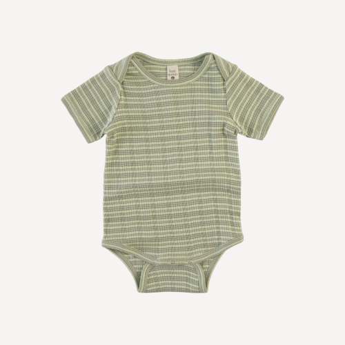 short sleeve lap neck bodysuit | iceberg stripe | organic cotton multi – kate quinn