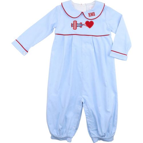 Corduroy Valentine Airplane Long Romper