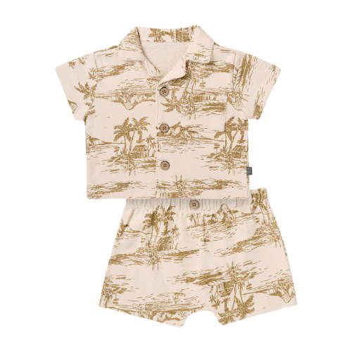 Modern Moments by Gerber Baby Boy Button Down Shirt and Short Outfit Set, 2-Piece, 0/3 Months - 24 Months