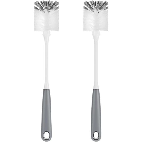 MR.SIGA Long Handle Bottle Brush, Flexible Scrub Brush for Water Bottles, Glasswares, Mugs, Gray, 2 Pack