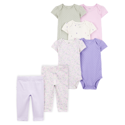 Baby 7-Piece Short-Sleeve Bodysuits & Pull-On Pants Set - Carter's | Carter's