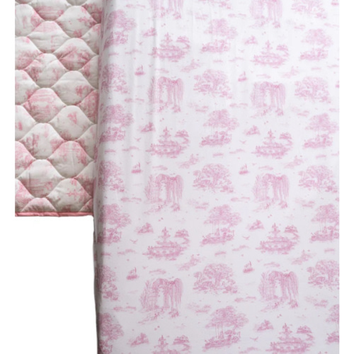 Spring Toile Pink Fitted Crib Sheet