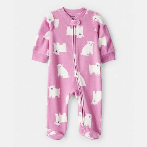 Baby Girl Carter's One Piece Polar Bear Print Loose Fit Long-Sleeve Sleep & Play Pajamas