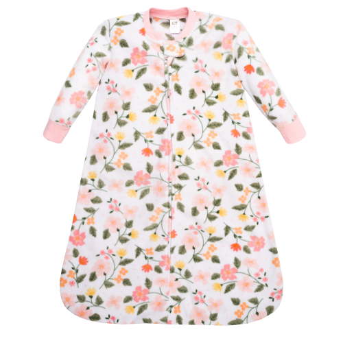 Hudson Baby Infant Girls Long-Sleeve Fleece Sleeping Bag, Family Floral, 0-6 Months