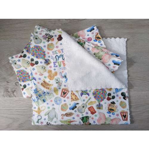 Disney-Inspired Burp Cloth Set: Coral Fleece Baby Rags, 10x20" - Set of 2