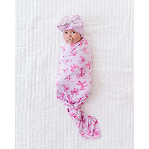 Blushing Bows Swaddle + Bow Beanie