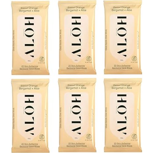 ALH Sweet Orange Bergamot + Aloe Sanitizing Hand Wipes - Clean Hands, Clear Mind - On The Go Hand Sanitizer for Kids & Adults - Travel Size 6 Packs (120 wipes)