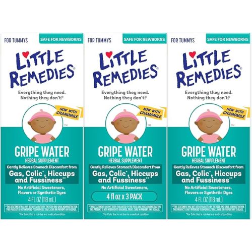 Little Remedies Gripe Water for Babies, with Chamomile, for Baby Gas Relief, No Alcohol or Artificial Dyes, 4 Fl Oz (Pack of 3)