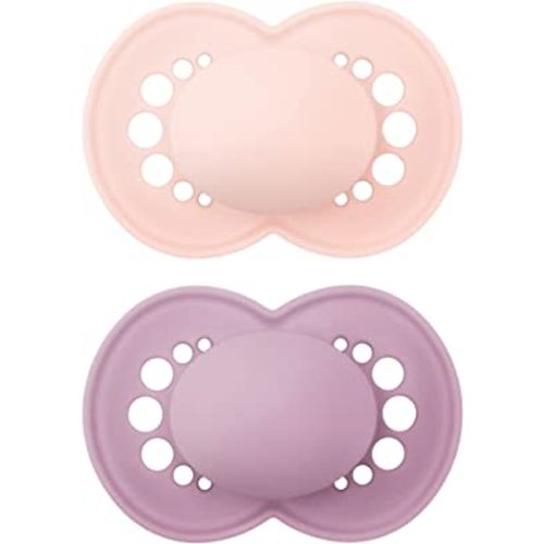 MAM Original Matte Baby Pacifier, Nipple Shape Helps Promote Healthy Oral Development, Sterilizer Case, Girl ,6-16 Months(Pack of 2)