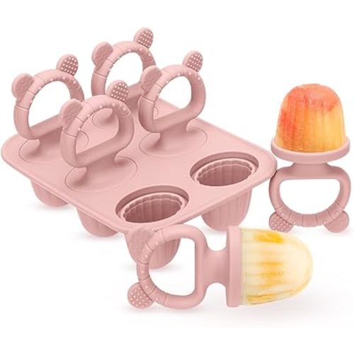 2-in-1 BPA-Free Ice Pop Molds & Silicone Baby Teethers for Teething Relief | Easy Fill Feeder for Breastmilk, Puree & Baby Food | Soothing, Fun & Safe Chewable Teething Toys for Infant & Toddler