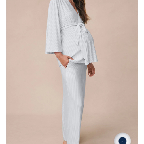LAKE | Women | DreamModal® Pajamas | English Rose Pencil Stripe Maternity Kimono Bundle