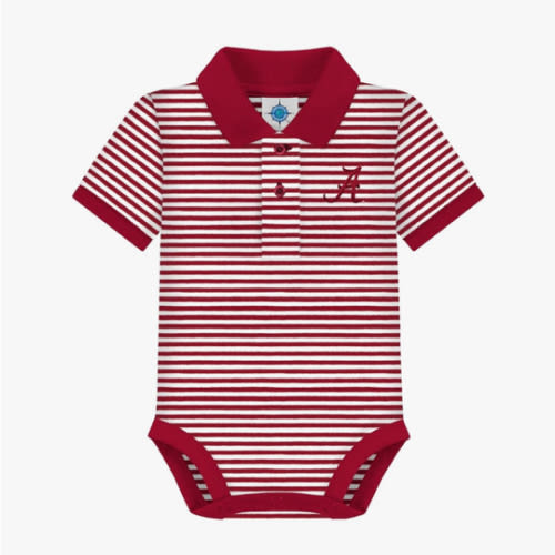 Creative Knitwear College Baby Striped Polo Bodysuit - Team Logo, Multiple Colors, for Boys & Girls (0-12 Months)