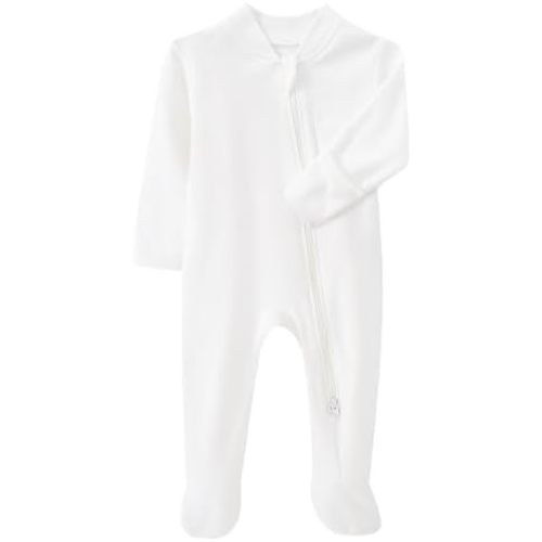 Baby Kids Sleep and Play, Baby Cotton Pajamas with Mitten Cuffs, 2 Way Zipper Footed Sleeper Newborn-12 Months