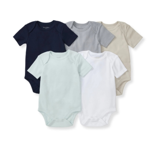 Solid Organic Cotton Short Sleeve Baby Bodysuits 5 Pack Midnight