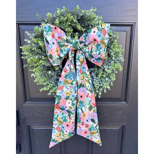Floral Garden Party Oversized Bow Orchard Mint Fabric Rifle Paper Co Decor wreath decor wreath bow floral big bow