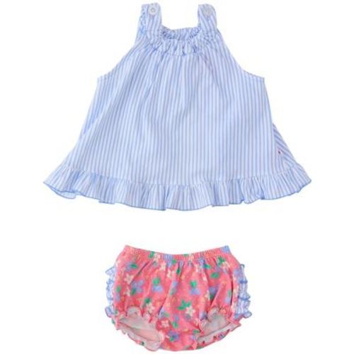 RuffleButts Baby/Toddler Knit Swing Top and Bloomer Set - Blueberry Bliss, 6-12m