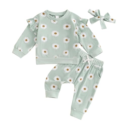 Toddler Baby Girl Fall Clothes Long Sleeve Floral Sweatshirt Top Pants Set | Infant Baby Girl Fall Outfits Floral Print Sweatshirt Top Pants Toddler Girl Winter Clothes 6 12 18 24 Months 2T