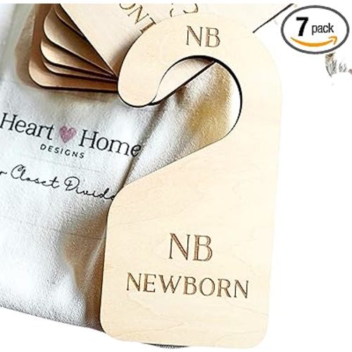 Modern Double-Sided Baby and Toddler Closet Dividers, Nursery Closet Organizers – Set of 7 Durable Child Closet Size Dividers Decor