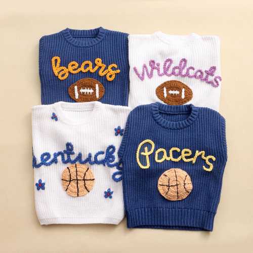 Embroidered Kids Football Sweater, Sports Team Sweater with Basketball Baseball, Game Day Baby Outfit, Boy Sports Gifts, First Birthday Gift