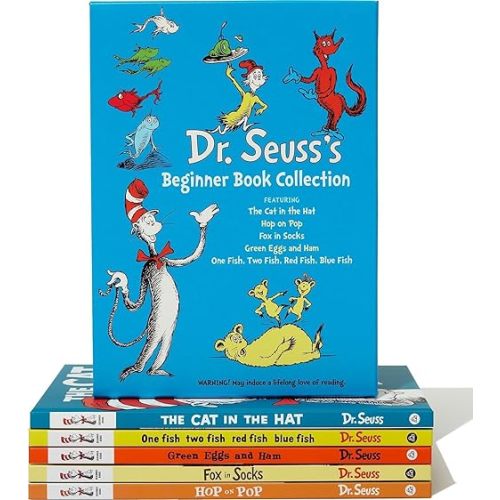 Dr. Seuss's Beginner Book Boxed Set Collection: The Cat in the Hat; One Fish Two Fish Red Fish Blue Fish; Green Eggs and Ham; Hop on Pop; Fox in Socks