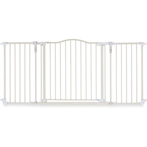 Toddleroo by North States - Deluxe Décor Safety Gate: Extra Wide Baby Gate - Adjustable 38.3 to 72 Inches W - 30 Inches T - Taupe - Metal - Warm White