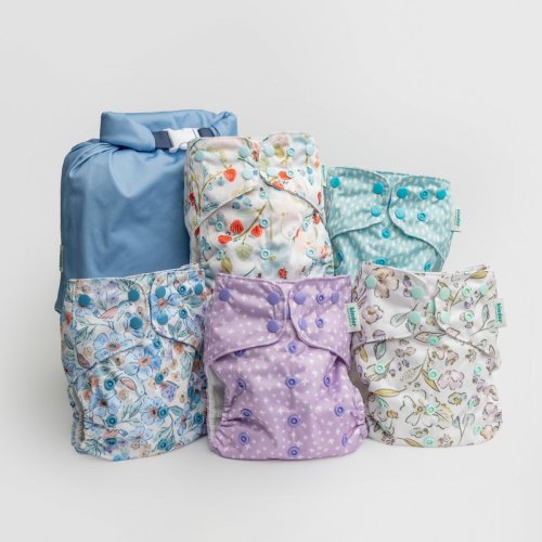 Bright Blooms - Essential Pocket Diaper - Cloth Diaper Starter Bundle - 5 Pack