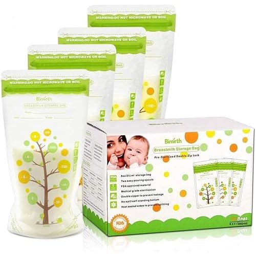 ARSH Breastmilk Storage Bags (112 Bags - 230 ml) Freezer Safe Transparent Breast Milk Storage Bag with Double Zipper Self Standing, Leak Proof, Presealed