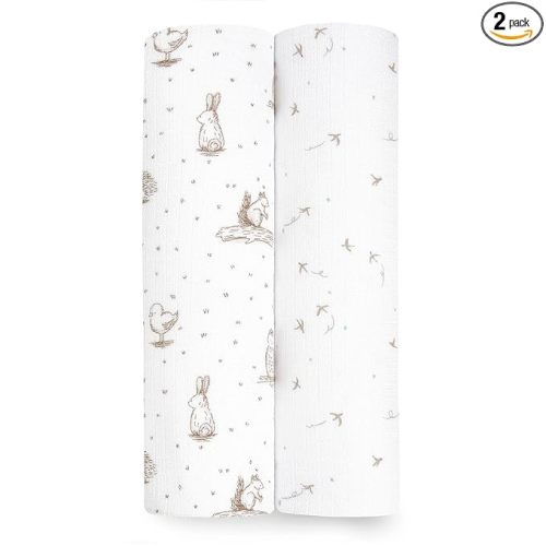 aden + anais Silky Soft Swaddle Blanket, Boutique Muslin Blankets for Girls & Boys, Baby Receiving Swaddles, Ideal Newborn & Infant Swaddling Set, Perfect Shower Gifts, 2 Pack, Healing Nature