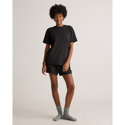 Dream Lounge Oversized Short Sleeve Pajama Set in Heather Charcoal Grey