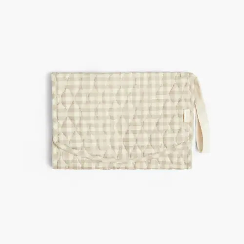 Portable Changing Pad - Beige Gingham