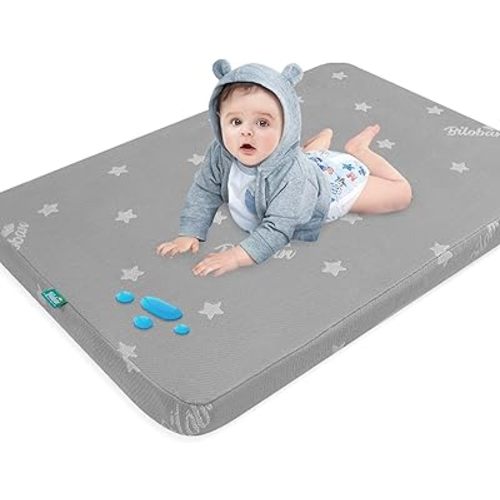 Bassinet Mattress Pad 25 x 36 Compatible with Dream On Me Nest/Zoom Portable/Zodiak, Pamo Babe Portable, Cosco Portable and Baby Trend, Waterproof Baby Foam with Removable Zippered Cover, Grey