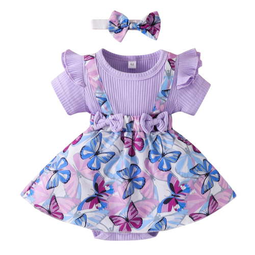Virmaxy Toddler Baby Girls Summer Comfy Romper Cute Graphic Overalls 0-12 Months Cute Short-Sleeved Romper Dress Summer Butterflies Print Jumpsuit Purple - Walmart.ca