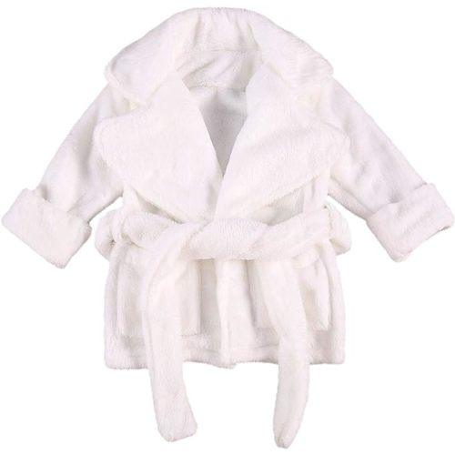 Qiylii Unisex Baby Plush Bathrobe Plain Kimono Gown Newborn Toddler Girls Boys Towel Robe Nightwear Clothes
