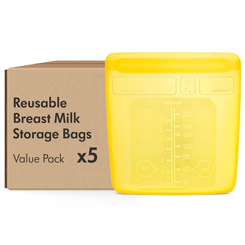 Medela Reusable Silicone Breast Milk Storage Bags with Double-Seal Design, BPA Free, One-Piece, Fridge and Freezer Storable, 220 ml, 500 Uses