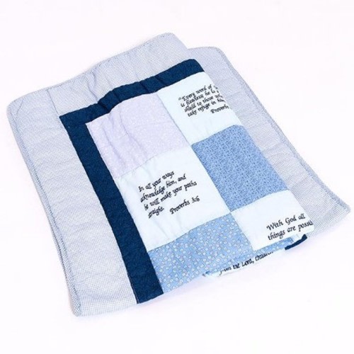 Comfort in the Word ® Embroidered Scripture Baby Quilt, Blue