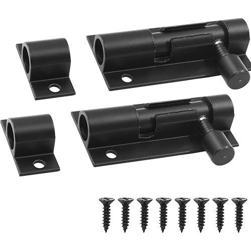 Piutouyar 2 Pcs 2 Inch Barrel Bolt Latch, Heavy Duty Sliding Door Latch Aluminum Alloy Mini Slide Bolt Latch Small Sliding Lock Door Lock for Security Gate Warehouse Garage Door Latches(Black)